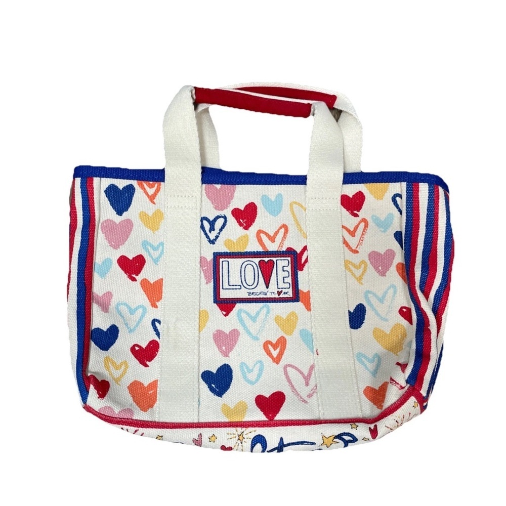 Brighton Red White and You Mini Canvas Tote Bag with Hearts and Love